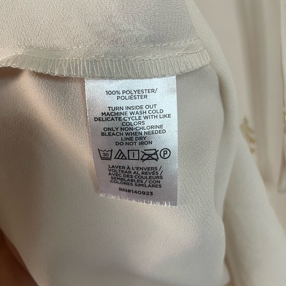 LOFT Women's Cream Blouse with Gold Leaf Design - Picture 9 of 9